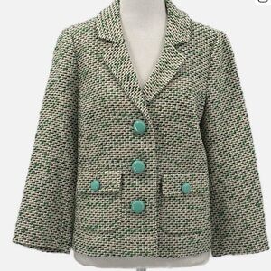 Kate Spade New York Textured Tweed Button Front Crop Jacket - Size 8